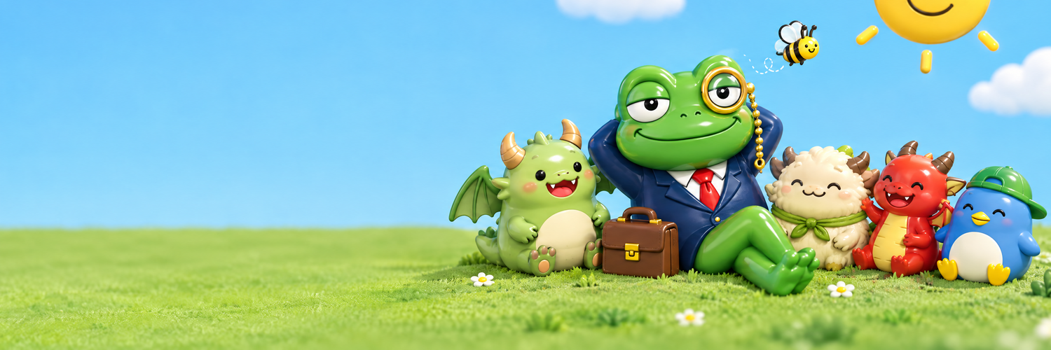 Froc relaxing on a sunny pond with his monster friends